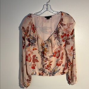 Sanctuary Orange Ruffled Long Sleeve Blouse